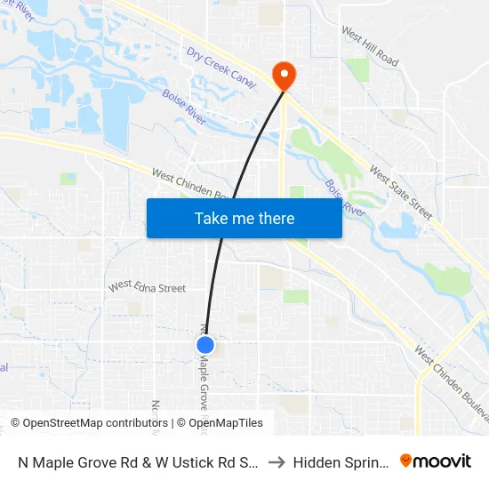 N Maple Grove Rd & W Ustick Rd Swc to Hidden Springs map