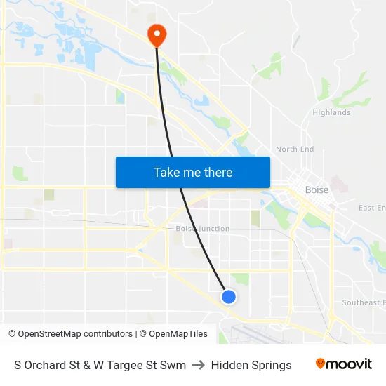 S Orchard St & W Targee St Swm to Hidden Springs map