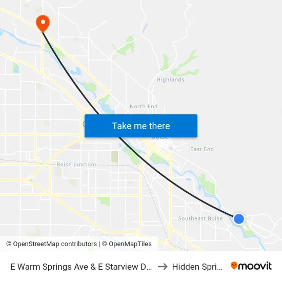 E Warm Springs Ave & E Starview Dr Sec to Hidden Springs map