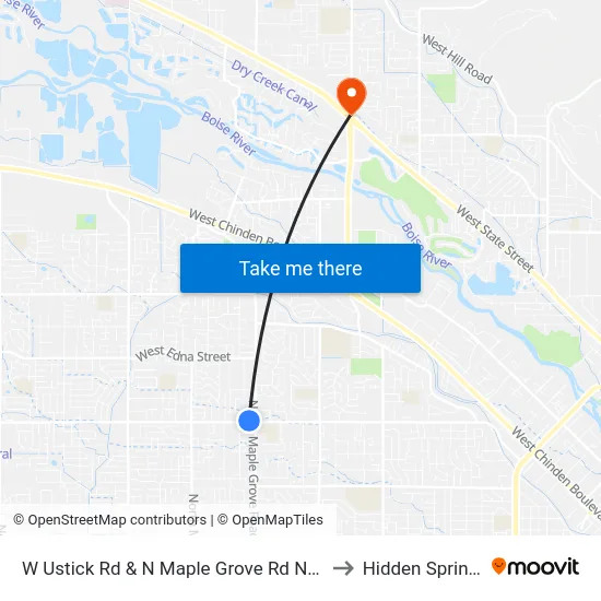 W Ustick Rd & N Maple Grove Rd Nwm to Hidden Springs map