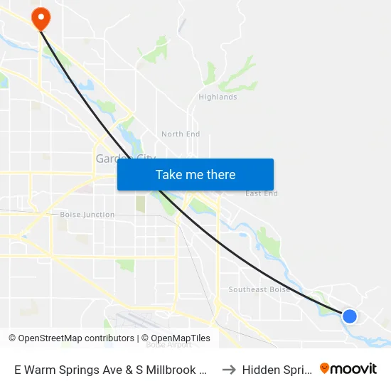 E Warm Springs Ave & S Millbrook Way Sec to Hidden Springs map