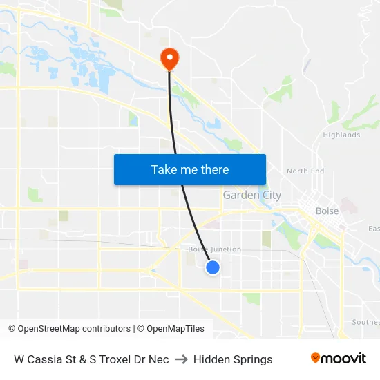 W Cassia St & S Troxel Dr Nec to Hidden Springs map