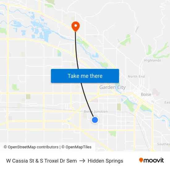 W Cassia St & S Troxel Dr Sem to Hidden Springs map
