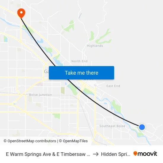 E Warm Springs Ave & E Timbersaw Dr Swc to Hidden Springs map
