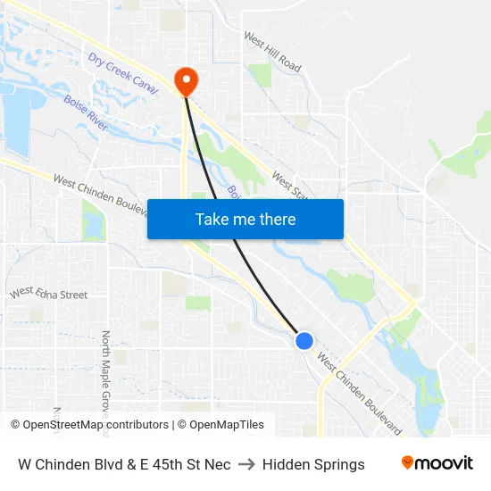 W Chinden Blvd & E 45th St Nec to Hidden Springs map