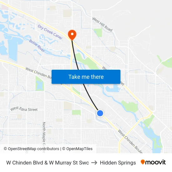 W Chinden Blvd & W Murray St Swc to Hidden Springs map