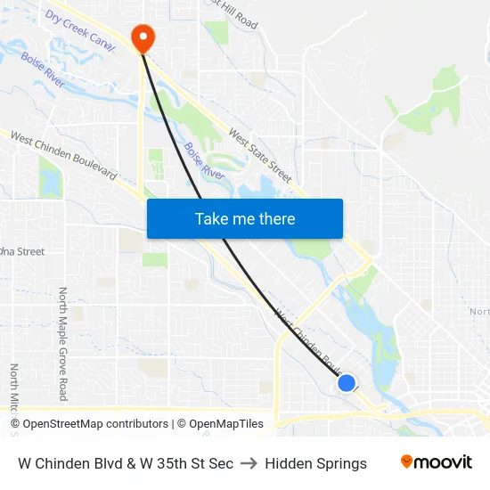 W Chinden Blvd & W 35th St Sec to Hidden Springs map
