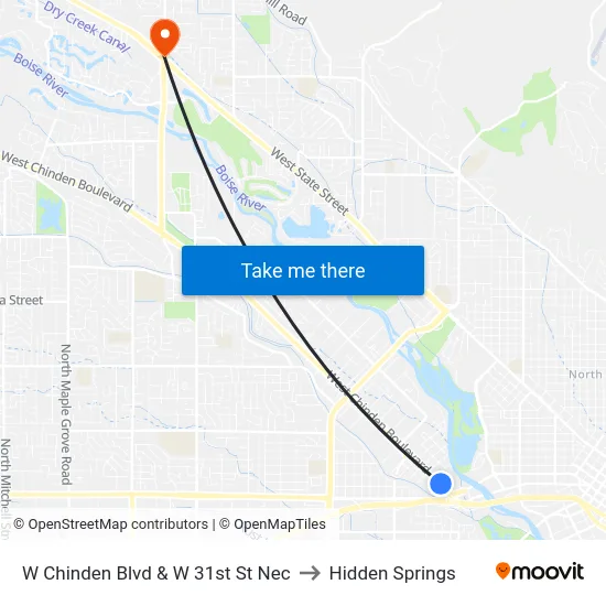 W Chinden Blvd & W 31st St Nec to Hidden Springs map
