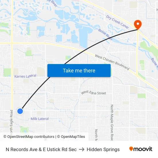 N Records Ave & E Ustick Rd Sec to Hidden Springs map