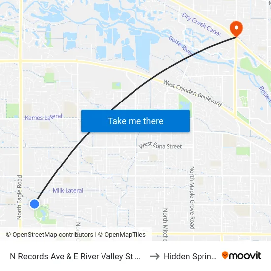 N Records Ave & E River Valley St Nem to Hidden Springs map