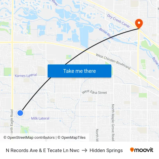 N Records Ave & E Tecate Ln Nwc to Hidden Springs map
