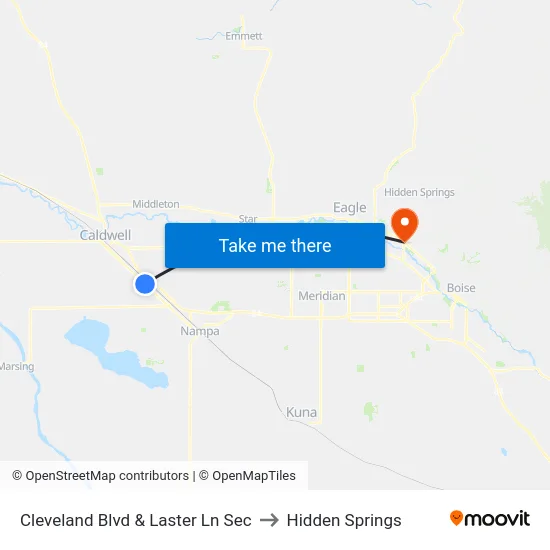 Cleveland Blvd & Laster Ln Sec to Hidden Springs map