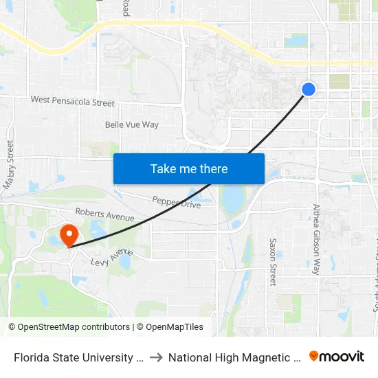 Florida State University Campus to National High Magnetic Field Lab map