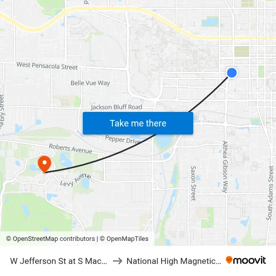 W Jefferson St at S Macomb St Eb to National High Magnetic Field Lab map