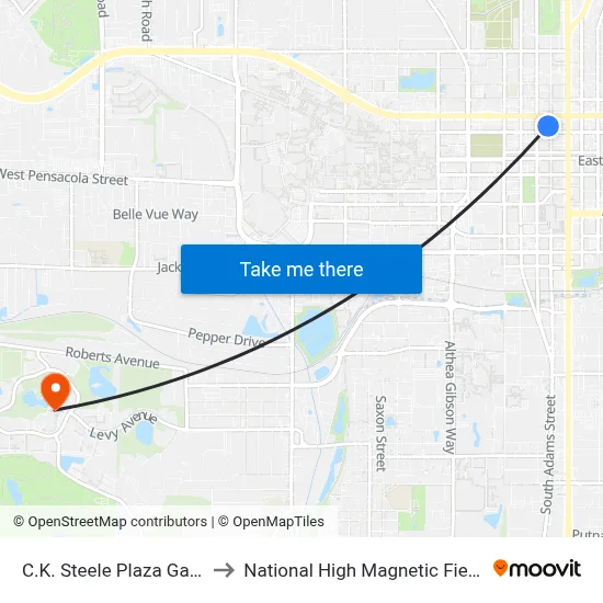 C.K. Steele Plaza Gate 16 to National High Magnetic Field Lab map