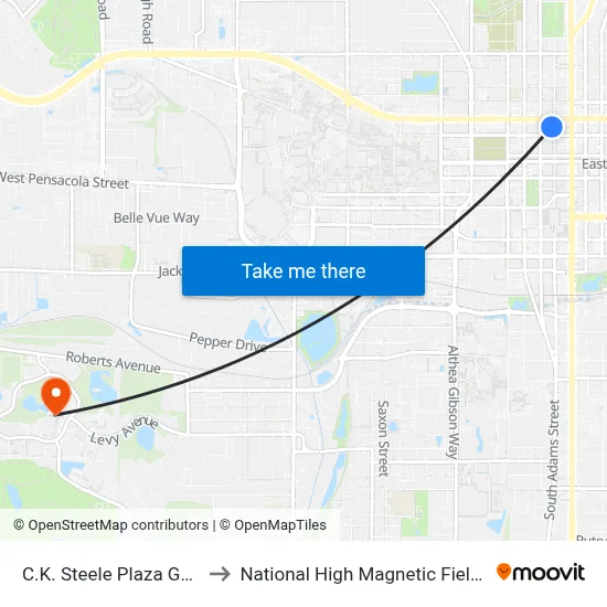 C.K. Steele Plaza Gate 7 to National High Magnetic Field Lab map