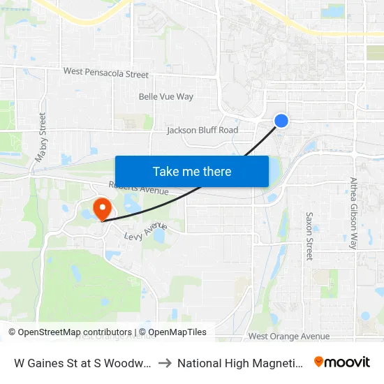 W Gaines St at S Woodward Ave Eb to National High Magnetic Field Lab map