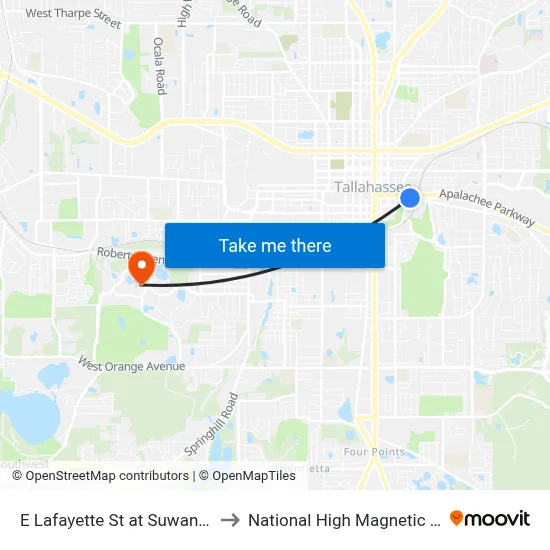 E Lafayette St at Suwannee St Eb to National High Magnetic Field Lab map