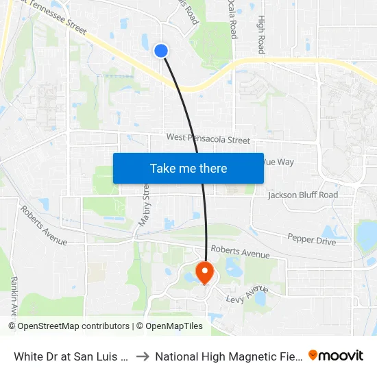 White Dr at San Luis Dr Nb to National High Magnetic Field Lab map