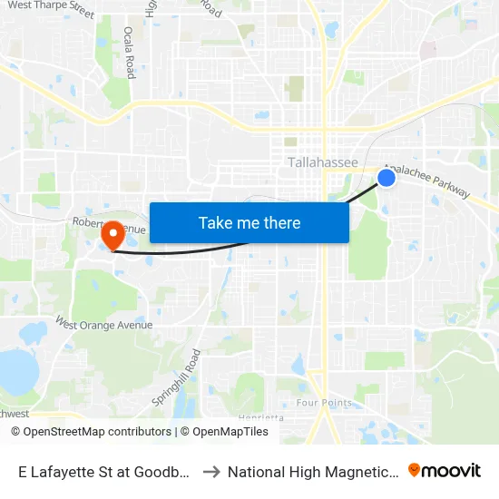 E Lafayette St at Goodbody Ln Wb to National High Magnetic Field Lab map
