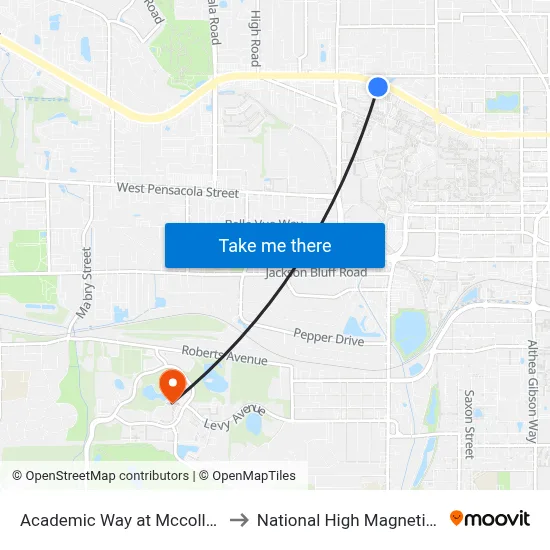 Academic Way at Mccollum Hall Wb to National High Magnetic Field Lab map