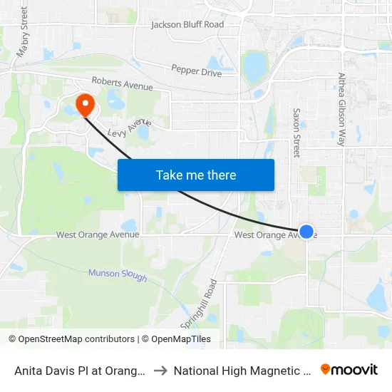Anita Davis Pl at Orange Ave Sb to National High Magnetic Field Lab map