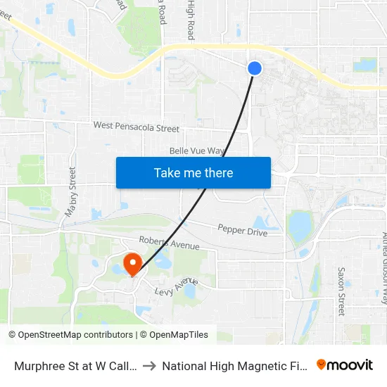 Murphree St at W Call St Sb to National High Magnetic Field Lab map