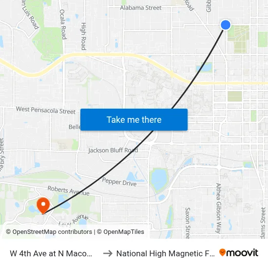 W 4th Ave at N Macomb St Eb to National High Magnetic Field Lab map