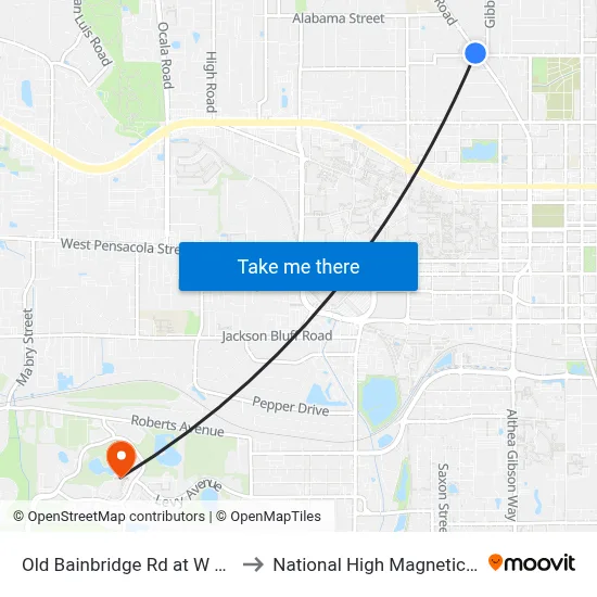 Old Bainbridge Rd at W 4th Ave Sb to National High Magnetic Field Lab map