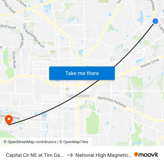 Capital Cir NE at Tim Gamble Pl Sb to National High Magnetic Field Lab map