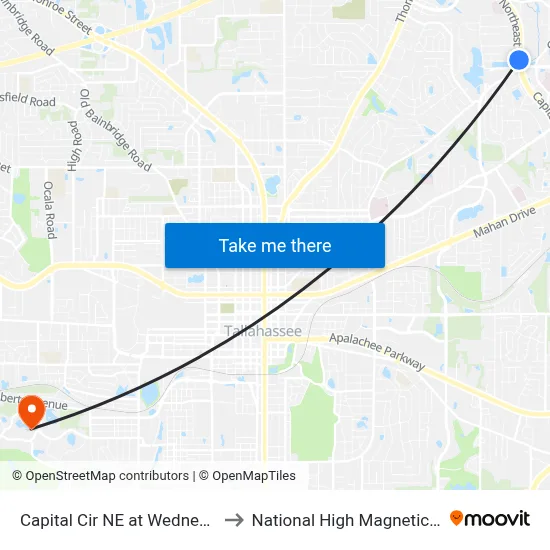 Capital Cir NE at Wednesday St Sb to National High Magnetic Field Lab map