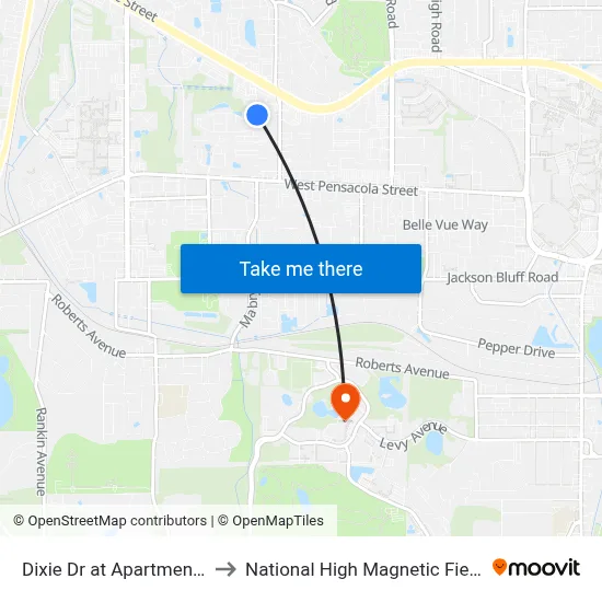 Dixie Dr at Apartments Sb to National High Magnetic Field Lab map