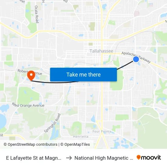 E Lafayette St at Magnolia Dr Eb to National High Magnetic Field Lab map