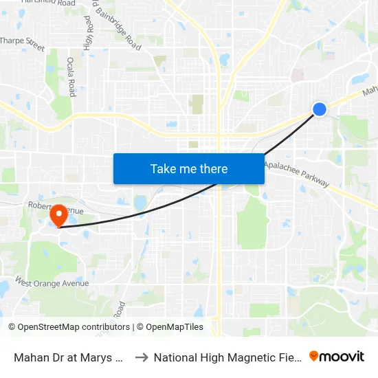 Mahan Dr at Marys Dr Wb to National High Magnetic Field Lab map