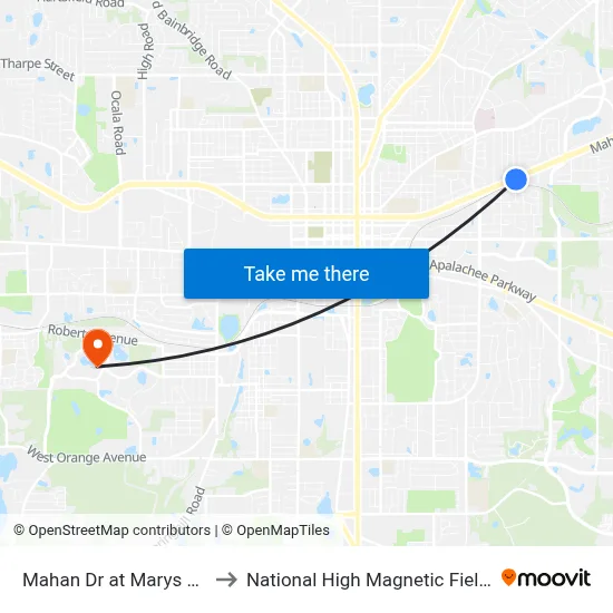 Mahan Dr at Marys Dr Eb to National High Magnetic Field Lab map