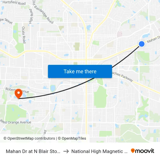 Mahan Dr at N Blair Stone Rd Eb to National High Magnetic Field Lab map