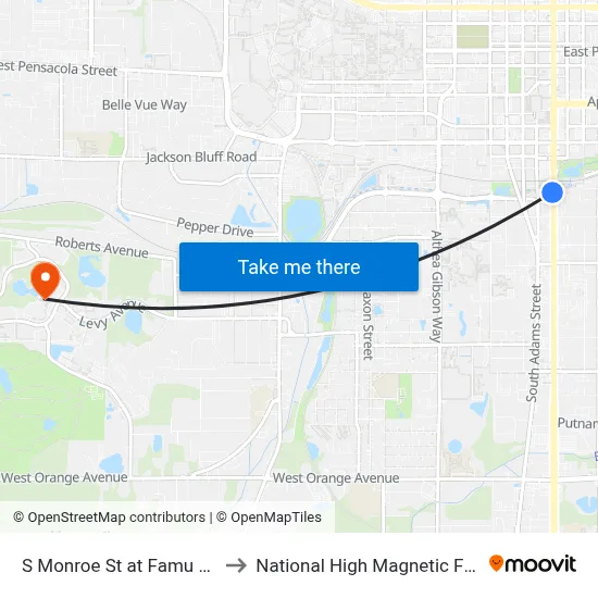 S Monroe St at Famu Way Sb to National High Magnetic Field Lab map