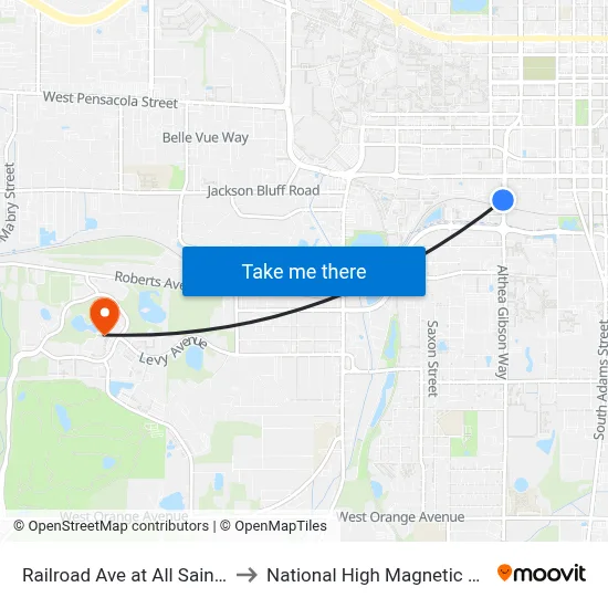 Railroad Ave at All Saints St Sb to National High Magnetic Field Lab map