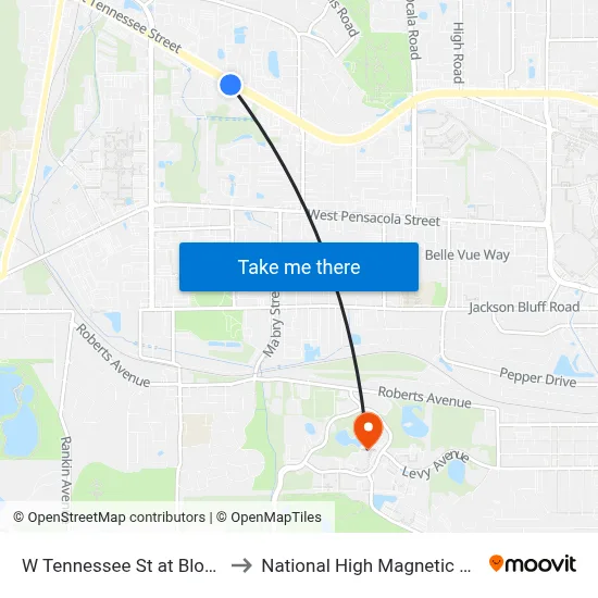 W Tennessee St at Block Ct Eb to National High Magnetic Field Lab map
