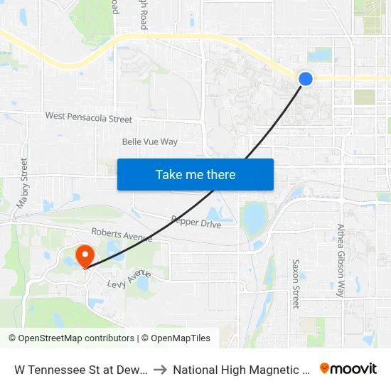 W Tennessee St at Dewey St Eb to National High Magnetic Field Lab map