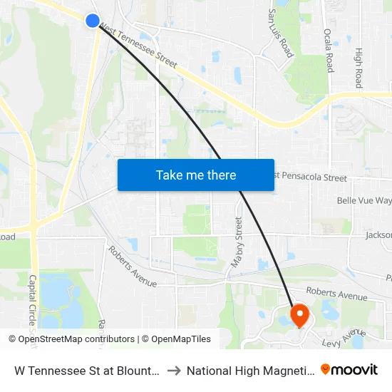 W Tennessee St at Blountstown St Wb to National High Magnetic Field Lab map