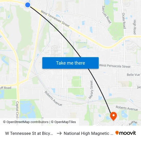 W Tennessee St at Bicycle Rd Wb to National High Magnetic Field Lab map