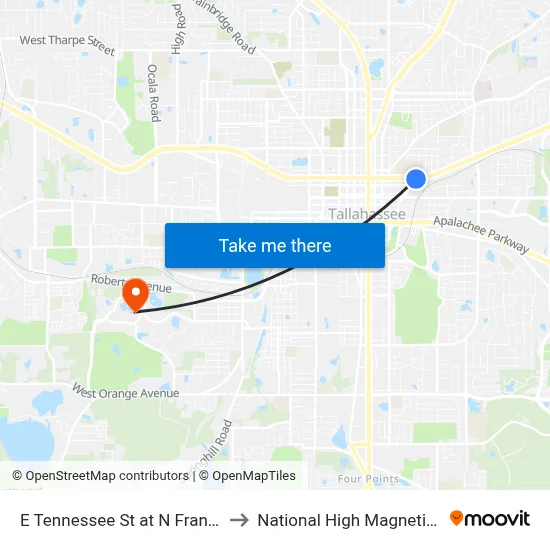 E Tennessee St at N Franklin Blvd Eb to National High Magnetic Field Lab map