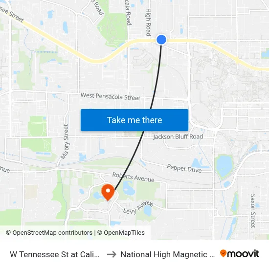 W Tennessee St at Caliark St Wb to National High Magnetic Field Lab map