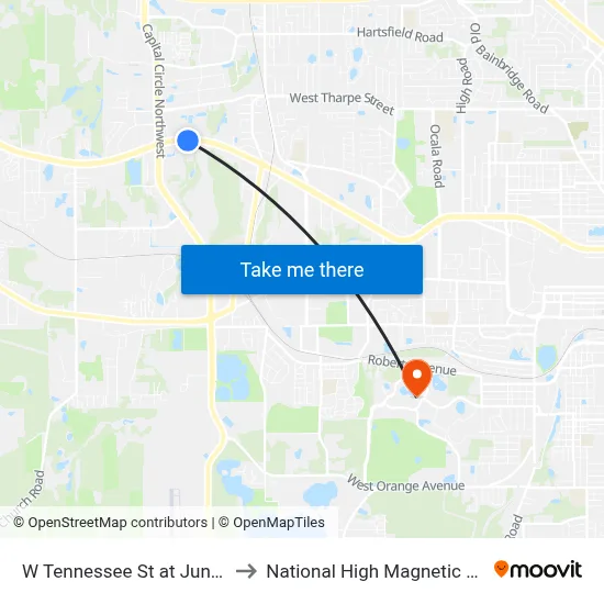 W Tennessee St at Junco Ct Eb to National High Magnetic Field Lab map
