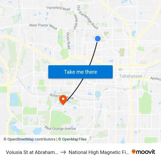 Volusia St at Abraham St Wb to National High Magnetic Field Lab map