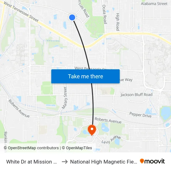 White Dr at Mission Rd Nb to National High Magnetic Field Lab map