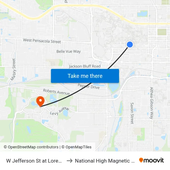 W Jefferson St at Lorene St Wb to National High Magnetic Field Lab map