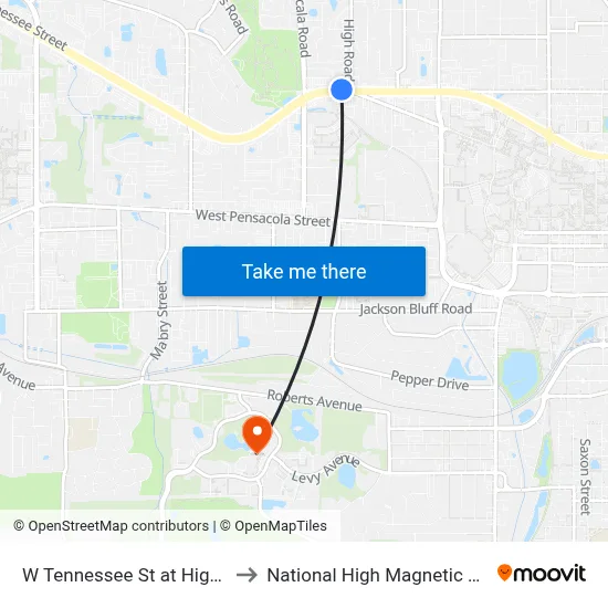 W Tennessee St at High Rd Wb to National High Magnetic Field Lab map