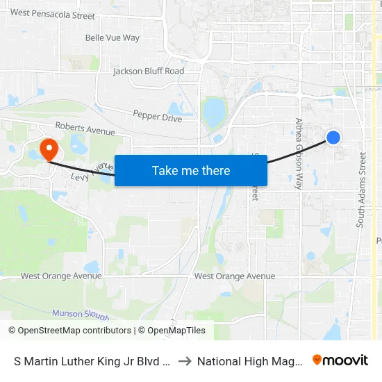 S Martin Luther King Jr Blvd at W Palmer Ave Sb to National High Magnetic Field Lab map